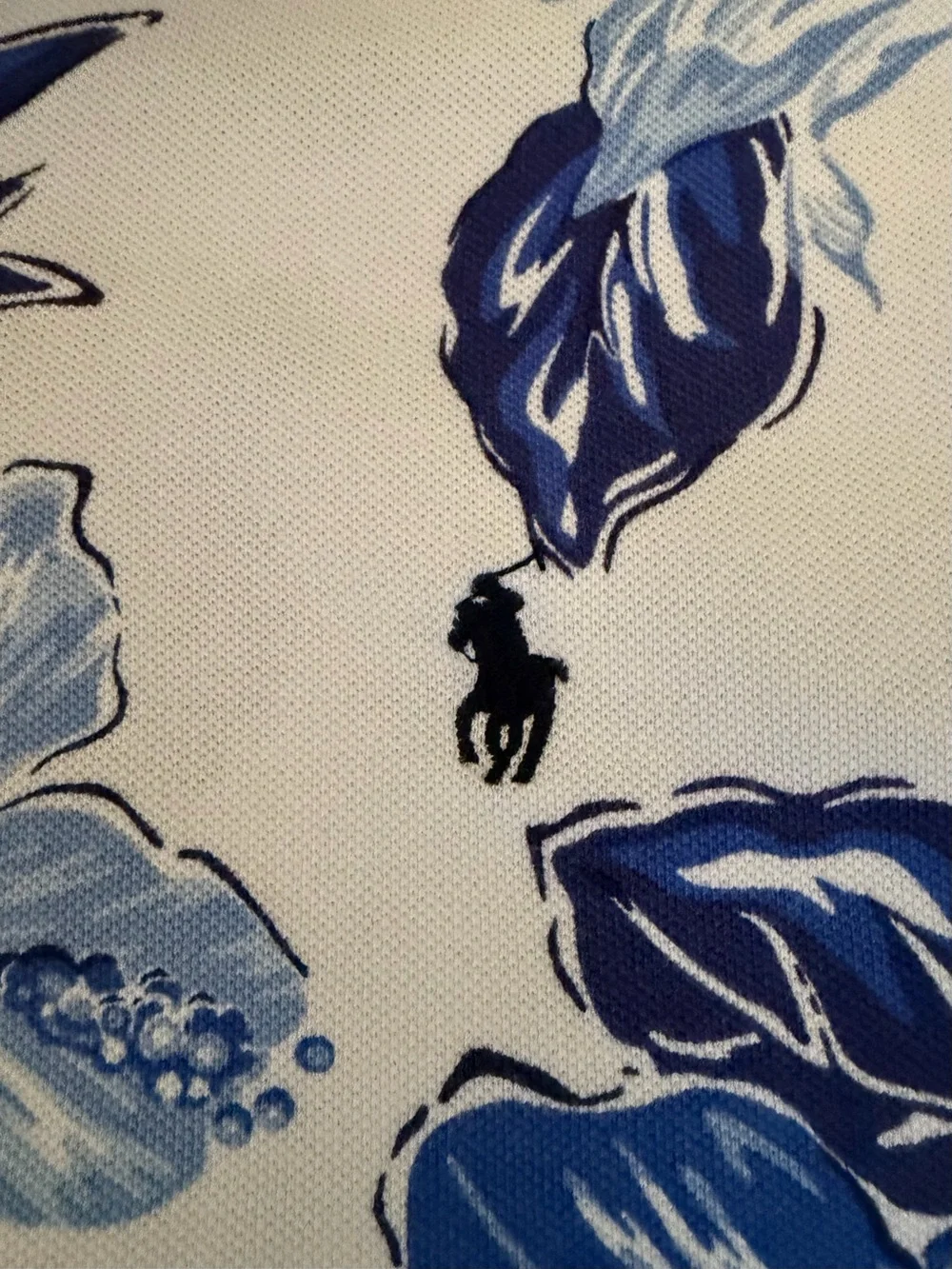 Polo Ralph Lauren Custom Slim Fit Floral Polo Shirt Men's XL Blue White Hibiscus